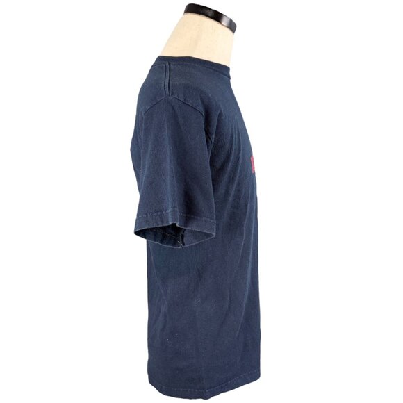 Black Label Navy Graphic Tee Shirt M 100% Cotton Short Sleeve Crew Neck Casual - Picture 2 of 6